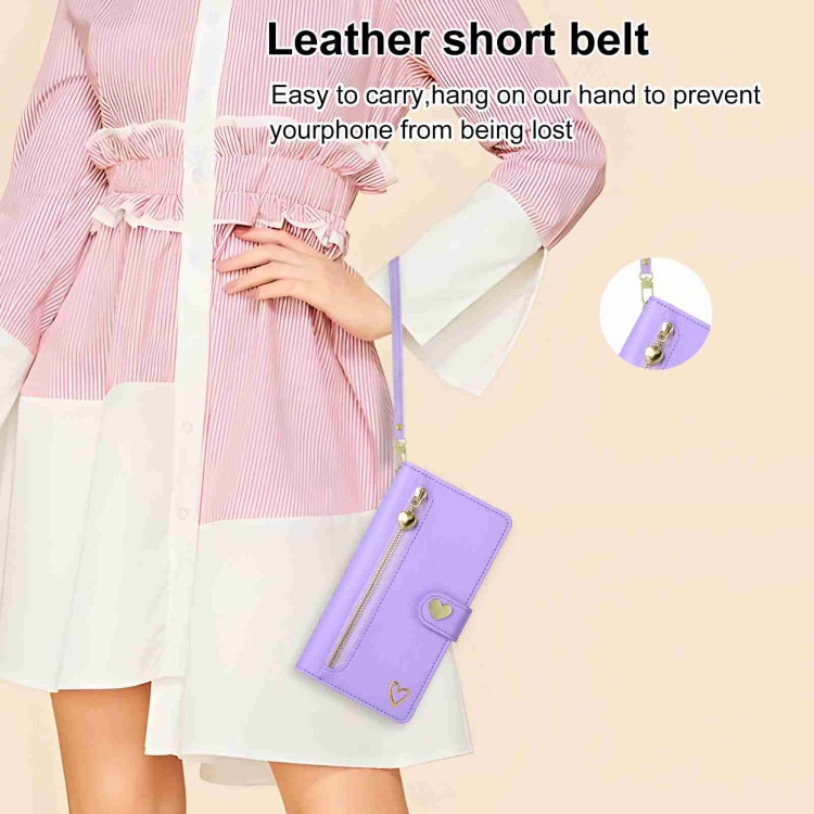 For iPhone 14 Plus POLA Love Multi-Card Slots Zipper Wallet Leather Phone Case
