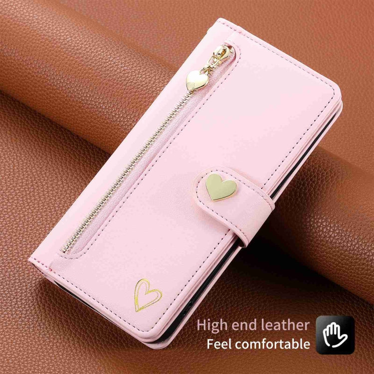 For iPhone 14 Pro Max POLA Love Multi-Card Slots Zipper Wallet Leather Phone Case