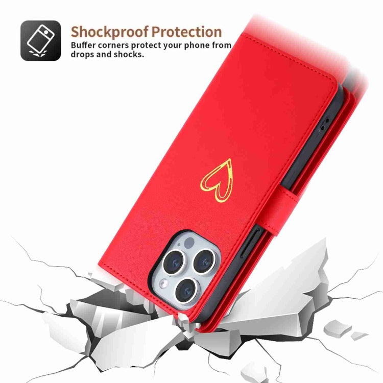 For iPhone 14 Pro Max POLA Love Multi-Card Slots Zipper Wallet Leather Phone Case