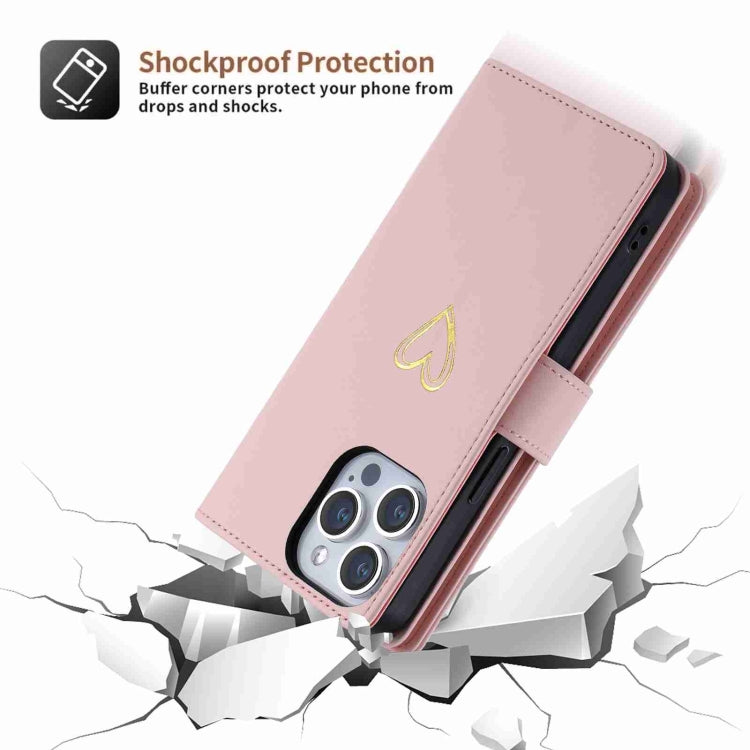 For iPhone 15 Plus POLA Love Multi-Card Slots Zipper Wallet Leather Phone Case