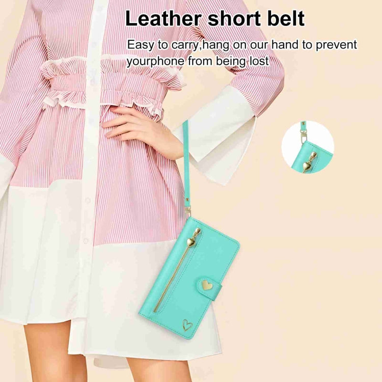 For iPhone 15 Pro Max POLA Love Multi-Card Slots Zipper Wallet Leather Phone Case