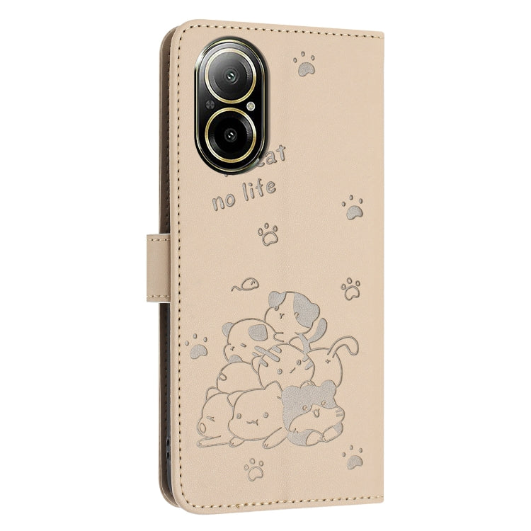 For Realme C67 4G Global Embossed Kitten Phone Leather Case with Lanyard