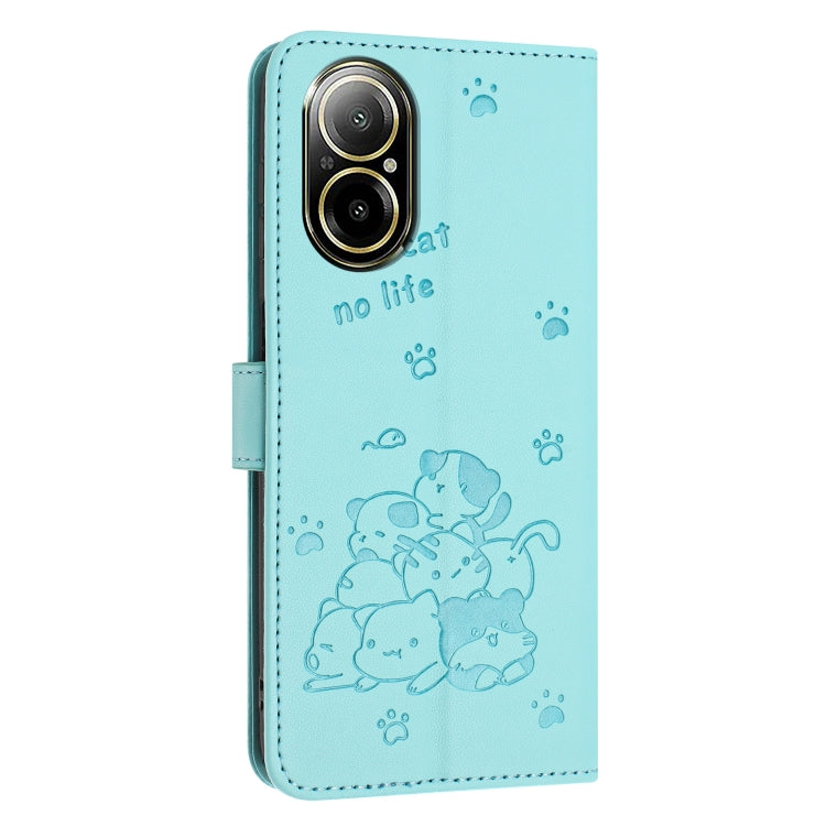 For Realme C67 4G Global Embossed Kitten Phone Leather Case with Lanyard