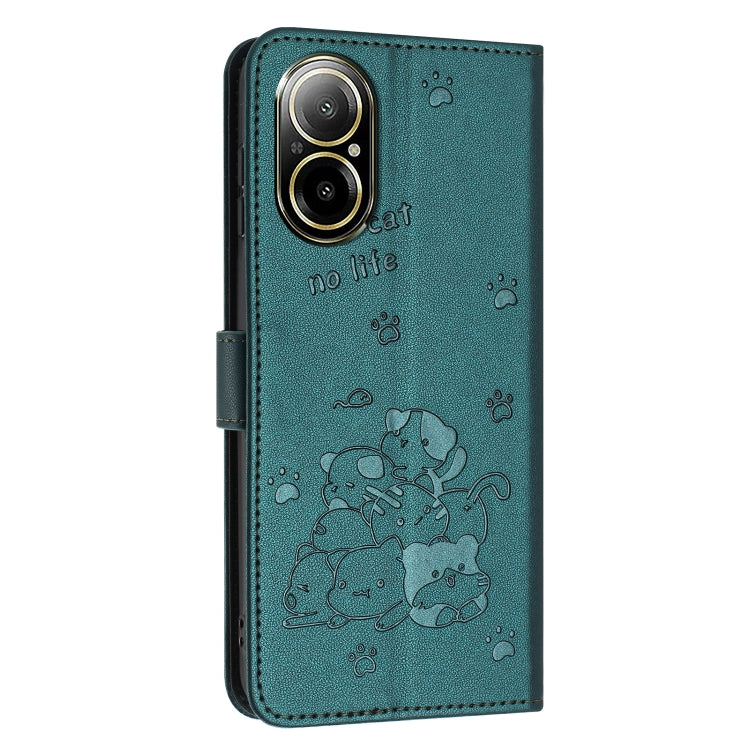 For Realme C67 4G Global Embossed Kitten Phone Leather Case with Lanyard