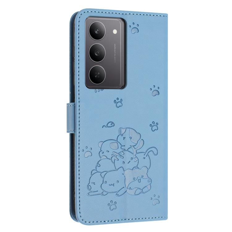 For Realme C75 / V60 Pro Embossed Kitten Phone Leather Case with Lanyard