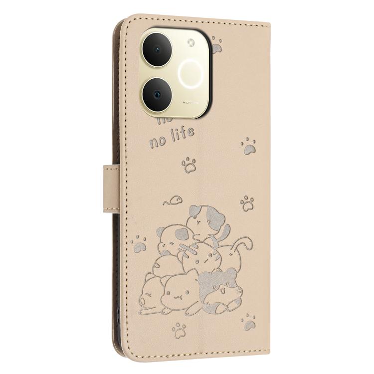 For Realme Narzo 80 Lite 4G Embossed Kitten Phone Leather Case with Lanyard