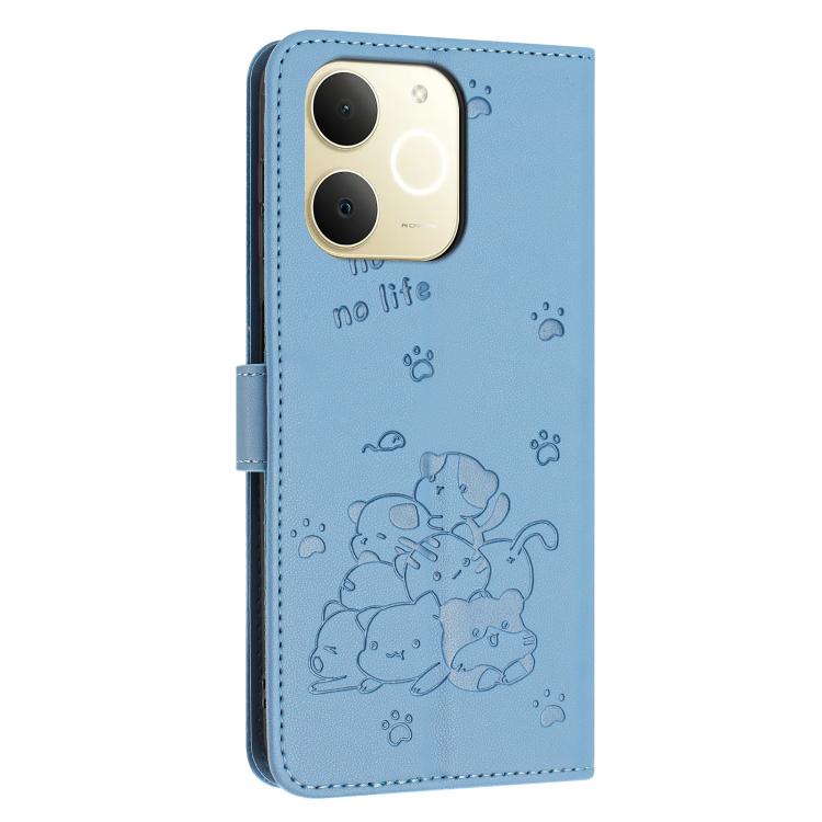 For Realme Narzo 80 Lite 4G Embossed Kitten Phone Leather Case with Lanyard