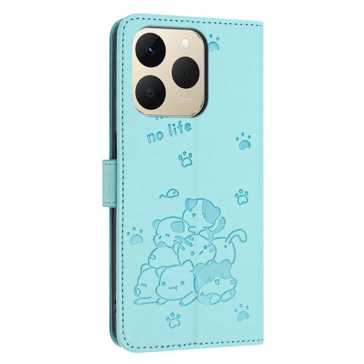 For Realme 15T 5G Embossed Kitten Phone Leather Case with Lanyard