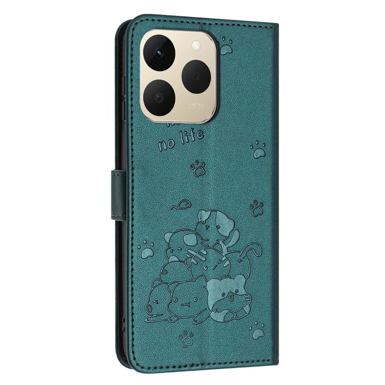 For Realme 15T 5G Embossed Kitten Phone Leather Case with Lanyard