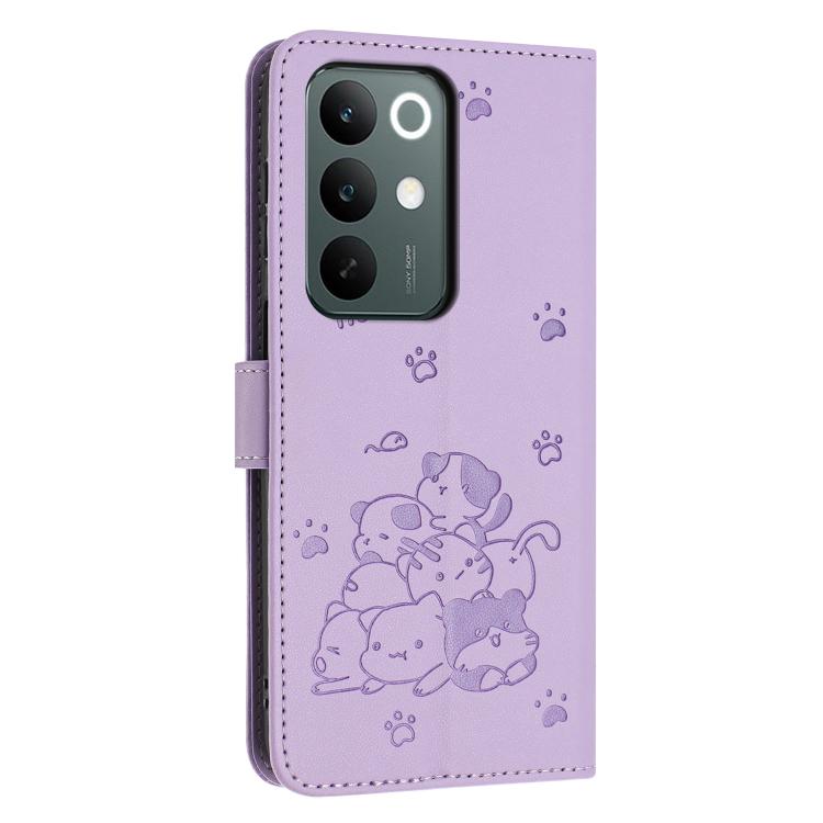For Realme C85 Pro 4G Embossed Kitten Phone Leather Case with Lanyard