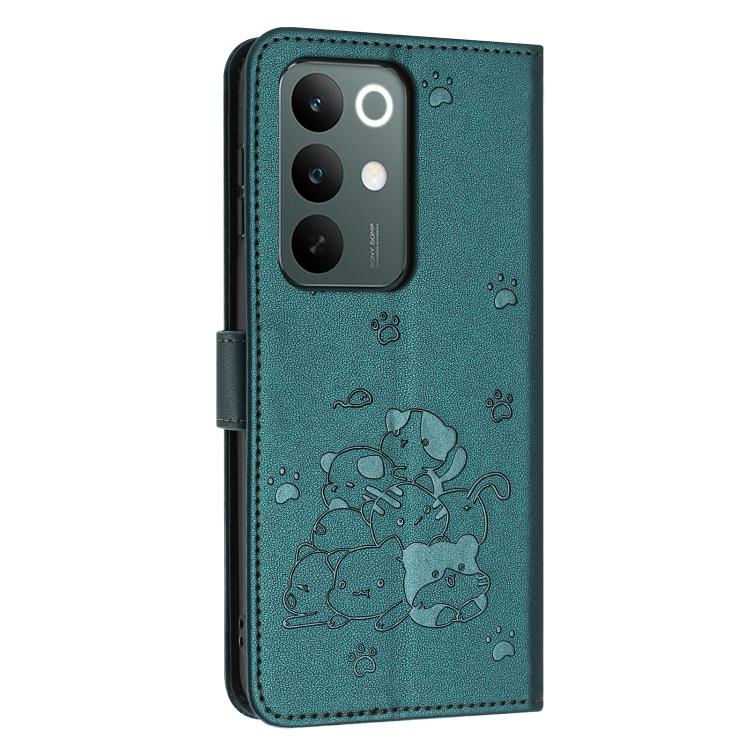 For Realme C85 Pro 4G Embossed Kitten Phone Leather Case with Lanyard