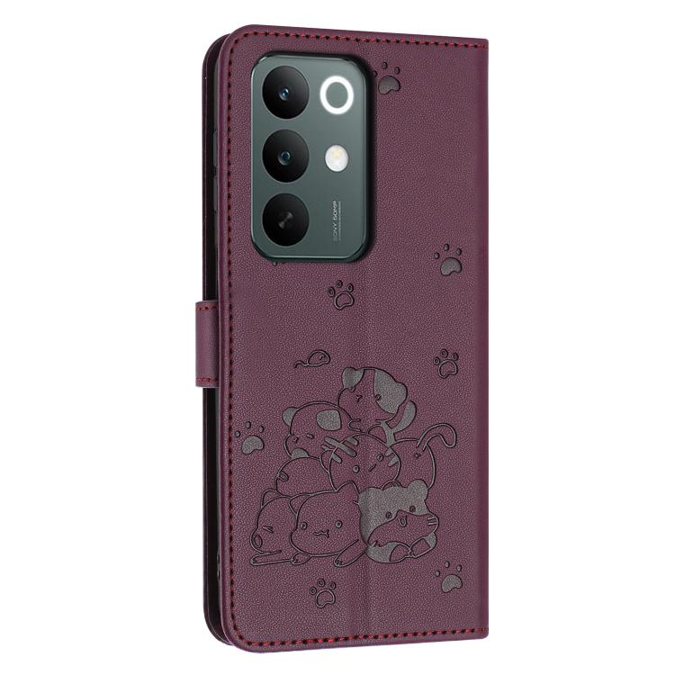 For Realme C85 Pro 4G Embossed Kitten Phone Leather Case with Lanyard