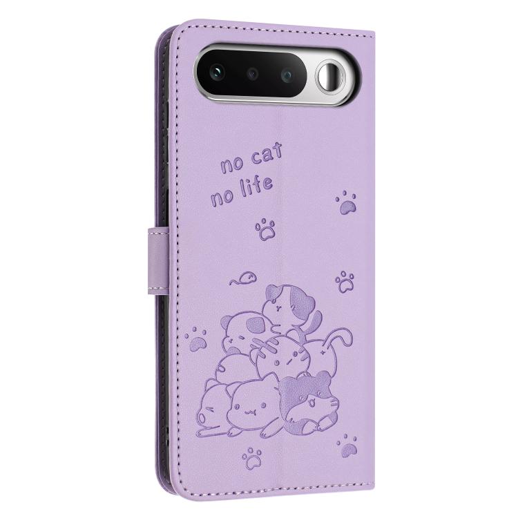 For Realme 16 5G Embossed Kitten Phone Leather Case with Lanyard