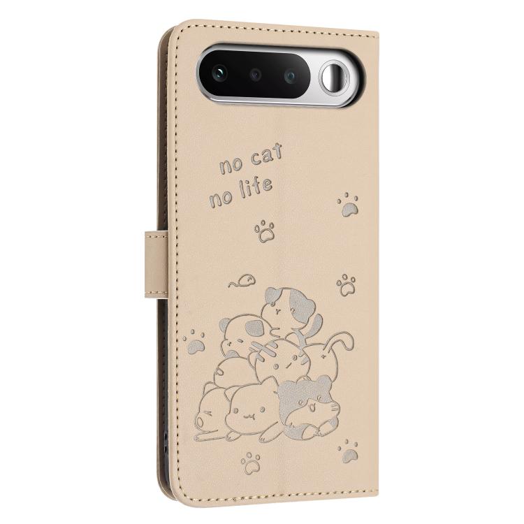For Realme 16 5G Embossed Kitten Phone Leather Case with Lanyard