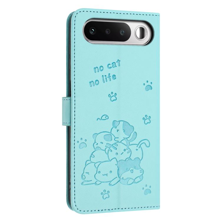 For Realme 16 5G Embossed Kitten Phone Leather Case with Lanyard
