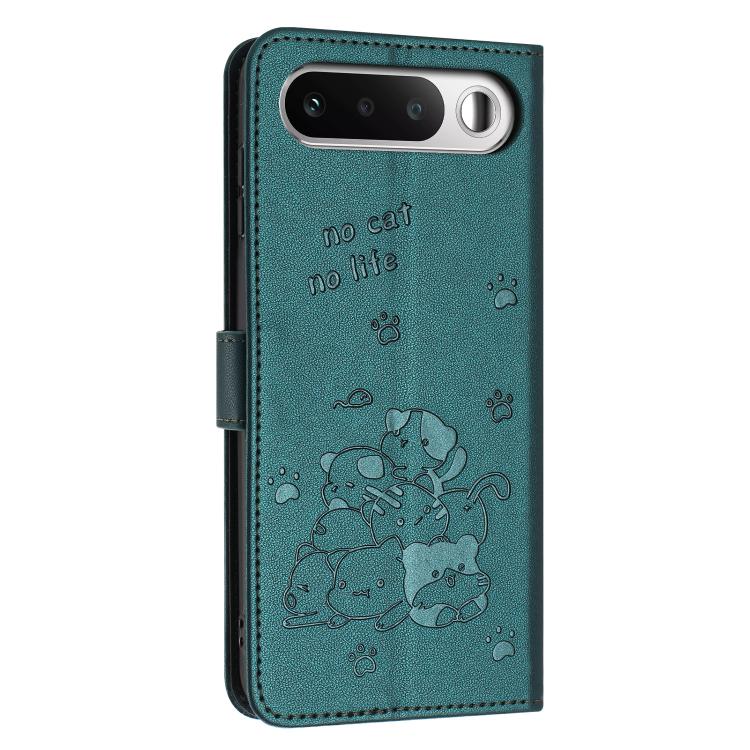 For Realme 16 5G Embossed Kitten Phone Leather Case with Lanyard