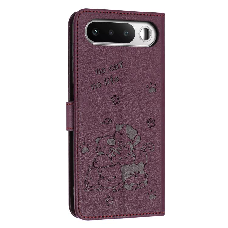 For Realme 16 5G Embossed Kitten Phone Leather Case with Lanyard