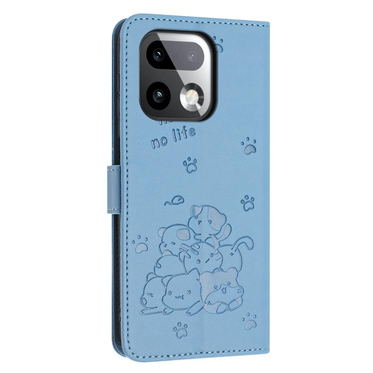 For Realme 16 Pro+ 5G Embossed Kitten Phone Leather Case with Lanyard