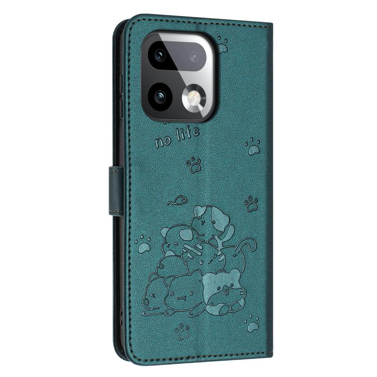 For Realme 16 Pro+ 5G Embossed Kitten Phone Leather Case with Lanyard