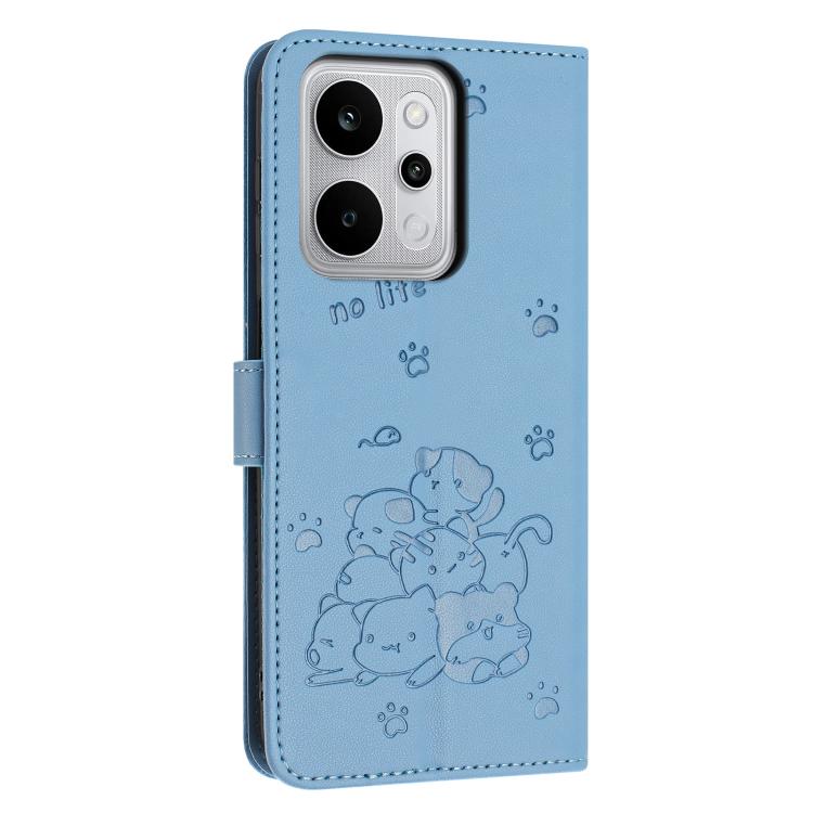For Realme P4 Power 5G Embossed Kitten Phone Leather Case with Lanyard