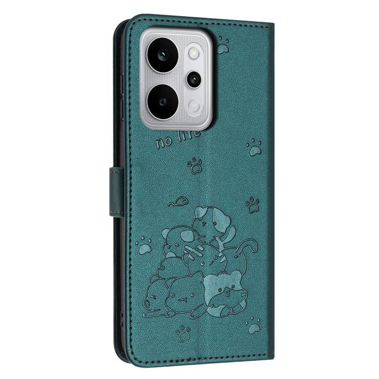 For Realme P4 Power 5G Embossed Kitten Phone Leather Case with Lanyard