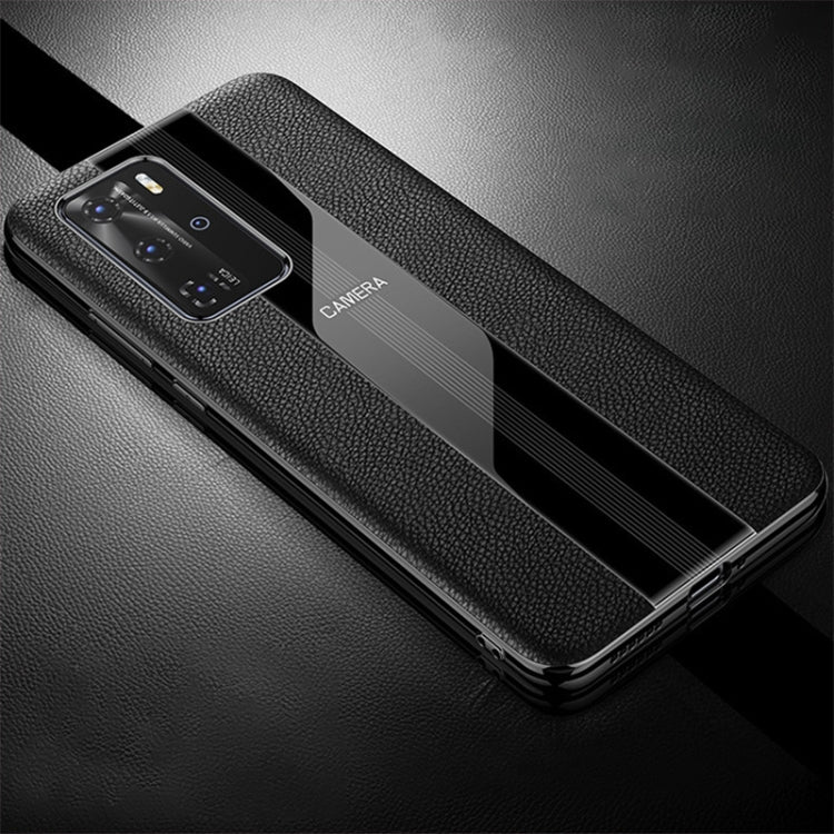 For Huawei P40 Genuine Leather Electroplated Shockproof Protective Case