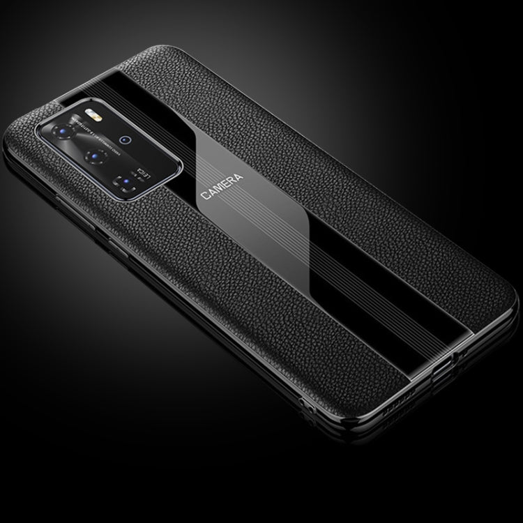 For Huawei P40 Genuine Leather Electroplated Shockproof Protective Case