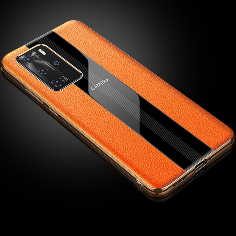 For Huawei P40 Genuine Leather Electroplated Shockproof Protective Case