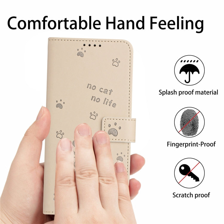 For iPhone 15 Embossed Kitten Phone Leather Case with Lanyard