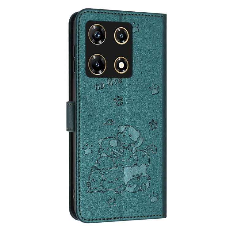 For Infinix Note 30 Pro Embossed Kitten Phone Leather Case with Lanyard