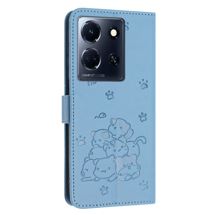 For Infinix Note 30 / Note 30 5G Embossed Kitten Phone Leather Case with Lanyard