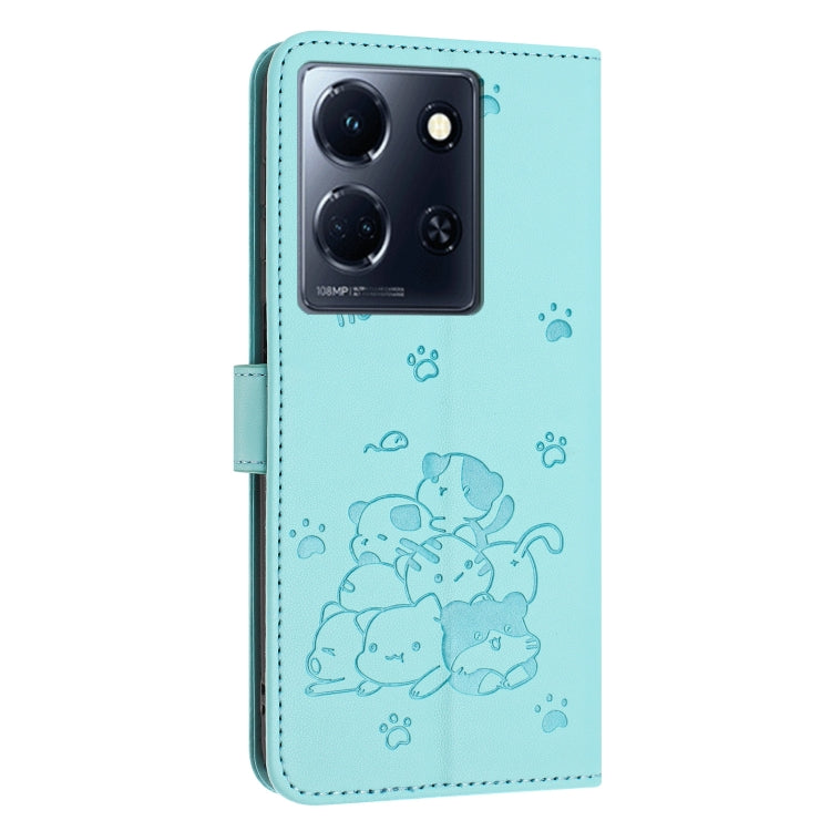 For Infinix Note 30 / Note 30 5G Embossed Kitten Phone Leather Case with Lanyard