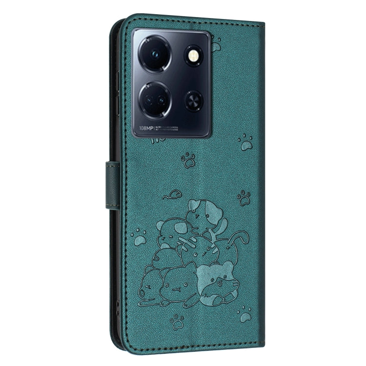 For Infinix Note 30 / Note 30 5G Embossed Kitten Phone Leather Case with Lanyard