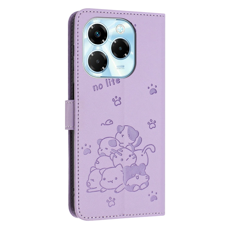 For Infinix Note 40X 5G Embossed Kitten Phone Leather Case with Lanyard