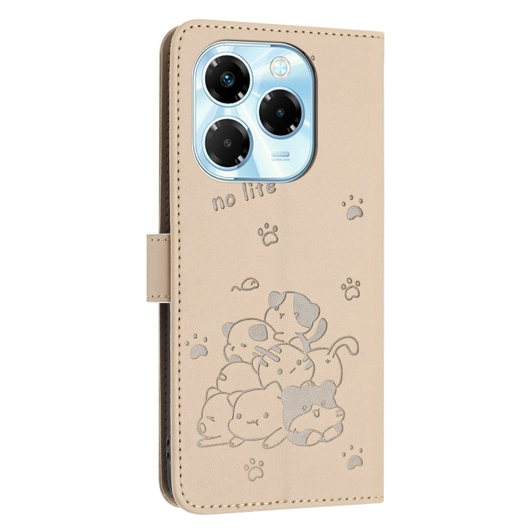 For Infinix Note 40X 5G Embossed Kitten Phone Leather Case with Lanyard