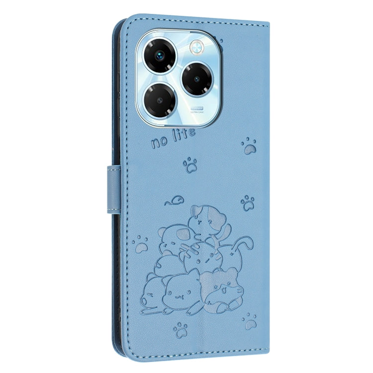 For Infinix Note 40X 5G Embossed Kitten Phone Leather Case with Lanyard