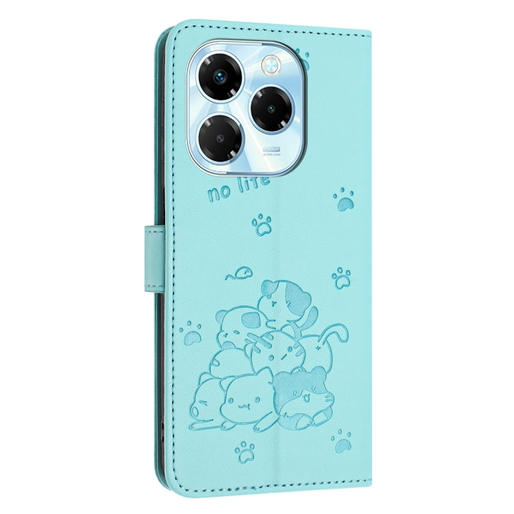 For Infinix Note 40X 5G Embossed Kitten Phone Leather Case with Lanyard
