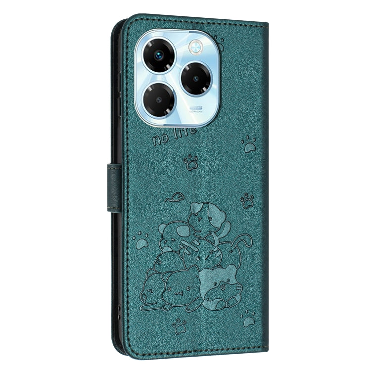 For Infinix Note 40X 5G Embossed Kitten Phone Leather Case with Lanyard