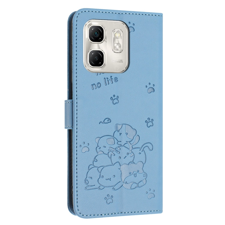 For Infinix Smart 9 5G / Hot 50i 5G Embossed Kitten Phone Leather Case with Lanyard