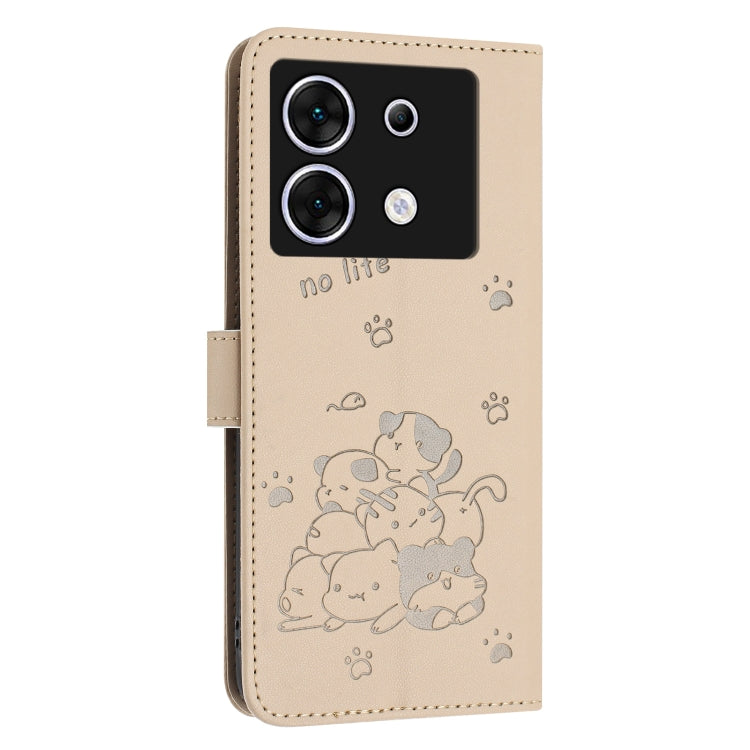 For Infinix Zero 30 5G Embossed Kitten Phone Leather Case with Lanyard
