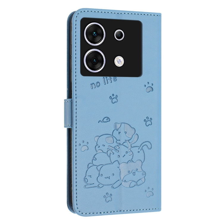 For Infinix Zero 30 5G Embossed Kitten Phone Leather Case with Lanyard