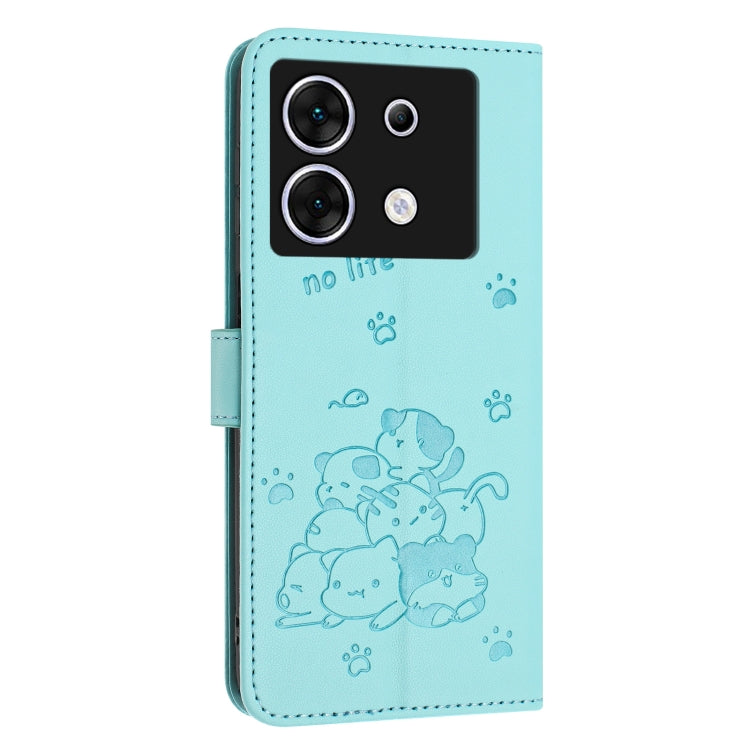 For Infinix Zero 30 5G Embossed Kitten Phone Leather Case with Lanyard
