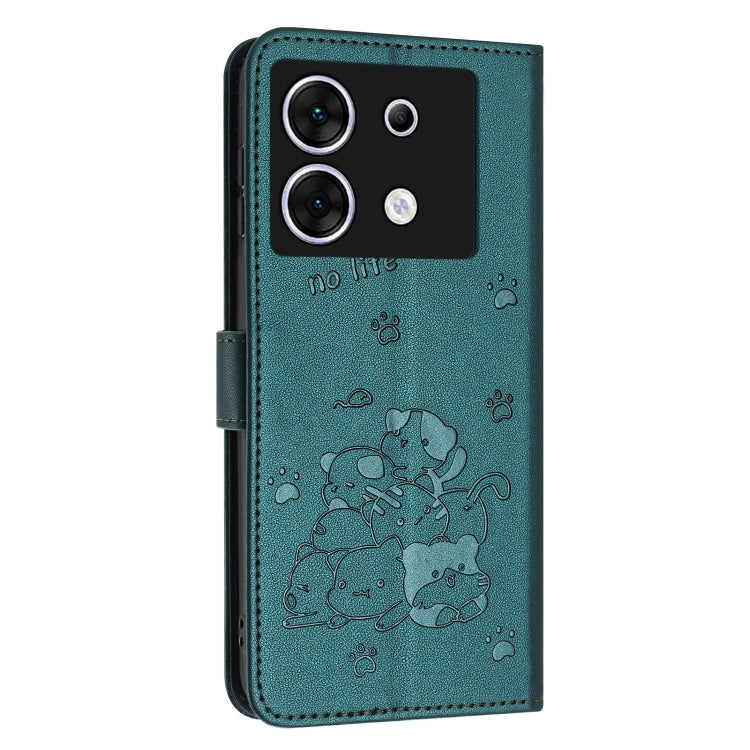 For Infinix Zero 30 5G Embossed Kitten Phone Leather Case with Lanyard
