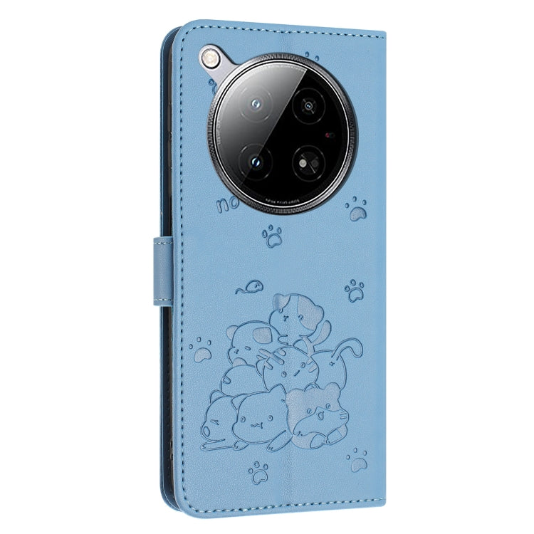 For Infinix Zero 40 4G / Zero 40 5G Embossed Kitten Phone Leather Case with Lanyard