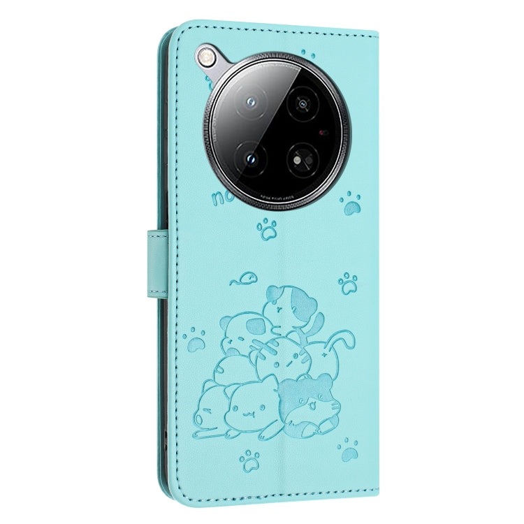 For Infinix Zero 40 4G / Zero 40 5G Embossed Kitten Phone Leather Case with Lanyard