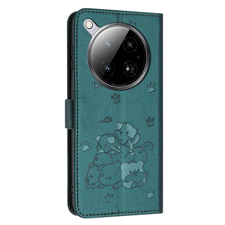 For Infinix Zero 40 4G / Zero 40 5G Embossed Kitten Phone Leather Case with Lanyard