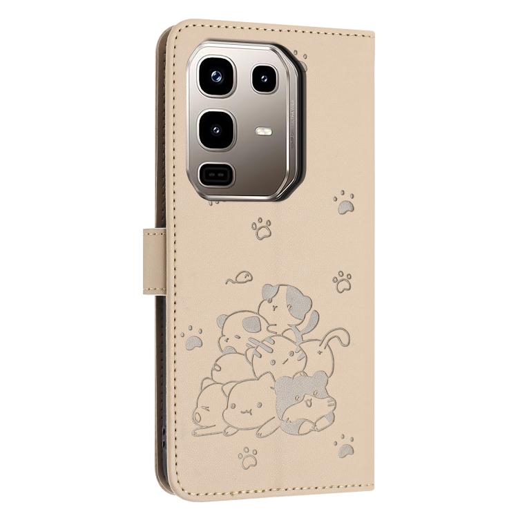 For Infinix Note 50s Embossed Kitten Phone Leather Case with Lanyard