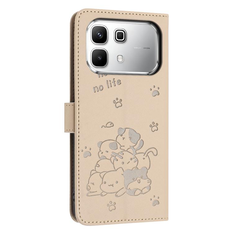 For Infinix Note 60 / 60 Pro 5G Embossed Kitten Phone Leather Case with Lanyard