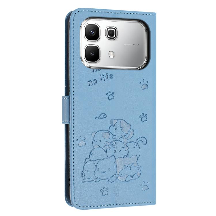 For Infinix Note 60 / 60 Pro 5G Embossed Kitten Phone Leather Case with Lanyard