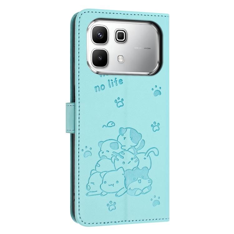 For Infinix Note 60 / 60 Pro 5G Embossed Kitten Phone Leather Case with Lanyard